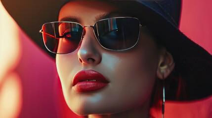 Close-Up Portrait of a Woman Wearing Sunglasses