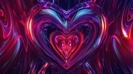 Wall Mural - Abstract Neon Heart