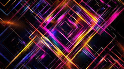 Sticker - Abstract Geometric Pattern with Neon Lights