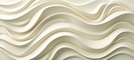 Elegant Flowing Lines. Abstract Background With Smooth Bright White Waves, 3D Rendering
