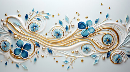 Wall Mural - abstract background with blue  gold circles texture  art chic luxury glamorous wallpaper