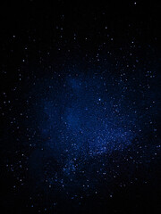 vertical photo of dark starry sky and galaxy