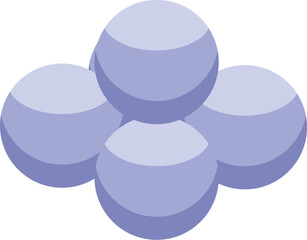 Poster - 3d rendering of a simple atomic structure model with five purple atoms combining together
