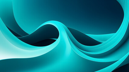 Poster - Smooth 3D Gradient Abstract Flow with Curving and Twisting Blue to Teal Transition - Modern Digital Art Background