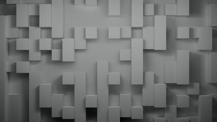 Poster - Abstract visualization of gray cubes on a wall, highlighting modern 3D design in art. Design