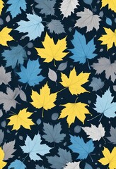 Mid Yellow Seasonal Wallpaper with Falling Autumn Leaves