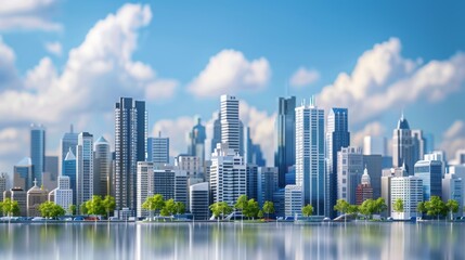 Poster - A city skyline with a large body of water in the background