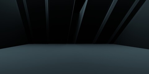 Wall Mural - 3d rendering of black abstract geometric dark background. scene for advertising design, showroom, te