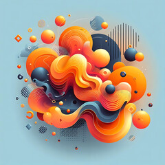 Wall Mural - Liquid color background design. Orange elements with fluid gradient. Dynamic shapes composition.