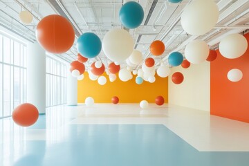 Wall Mural - Bold and Playful: Oversized Colorful Dots Art Installation Inspiring Creativity