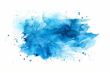 Wall Mural - Abstract Hand painted light blue watercolor ink splash and splatter paint brush strokes on white background