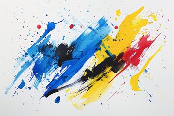 Wall Mural - Abstract Hand painted watercolor ink splash and splatter paint brush strokes on white background