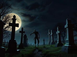 cemetery at night