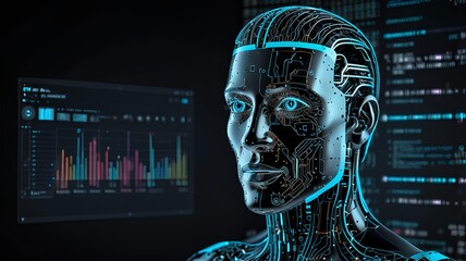 Data analysis of document ai artificial intelligence process with technology processor to planning business information data.