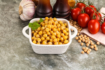 Canvas Print - Canned chickpea in the bowl