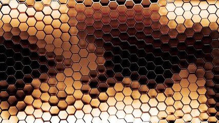 Poster - This artistic honeycomb pattern features exquisite shades of gold beautifully contrasted with black. Design