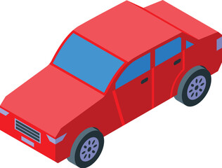 Poster - Red sedan car illustrating modern transportation isometric icon