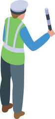 Poster - traffic guard wearing a reflective vest is holding up a stop sign