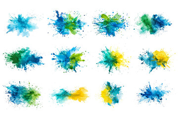 Wall Mural - Abstract Hand painted watercolor colorful paint ink splatter, rainbow splashes brush strokes transparent background