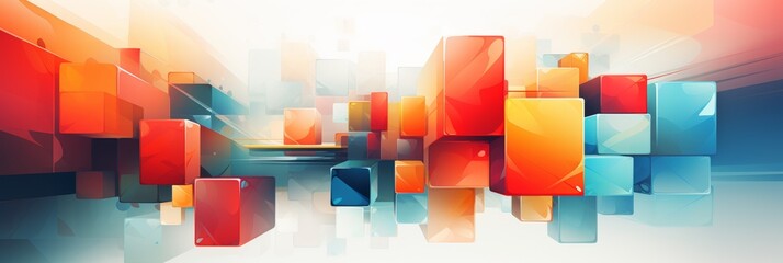 Aufkleber - Cubism Inspired Geometric Banner. Multicolor Design