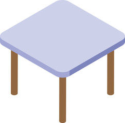 Sticker - Square table standing on four legs isometric icon is isolated on white background