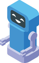 Poster - Blue robot with a friendly smile and arms outstretched in an isometric icon style