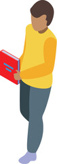 Poster - Young man holding textbook isometric icon vector illustration