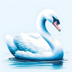 An elegant vector illustration of a swan gliding on water watercolor vector painting art illustration images.
