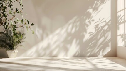 Poster - A large window with a plant in a pot in front of it
