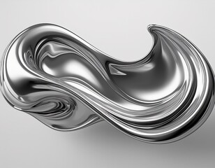 flowy metal isolated wavy silver steel  liquid metallic white background flowing shiny reflecting