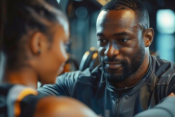 Motivational Moment in the Gym: A Trainer and Client Connection