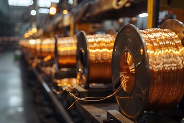 Wall Mural - Copper Wire Spools in a Manufacturing Facility