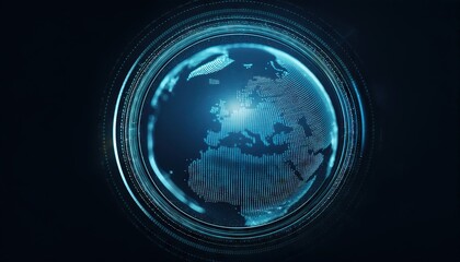 Wall Mural - Creative digital tech circle on dark background. Big data and technology concept 