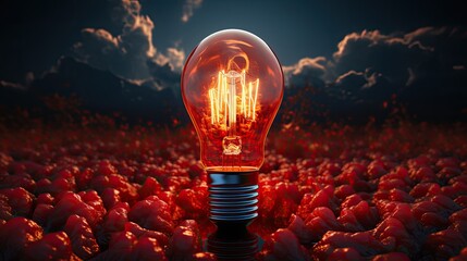 Wall Mural - background creative idea with hand drawn light bulb and lines