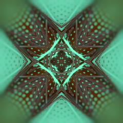 Leinwandbilder - Symmetrical pattern of green and brown sticks randomly scattered. 3d rendering illustration
