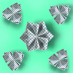 Leinwandbilder - Digital illustration of a stylized floral pattern composed of many simple geometric shapes. 3d rendering