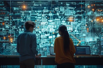 Fototapete - Engaged in Innovation: Exploring Digital Concepts Together