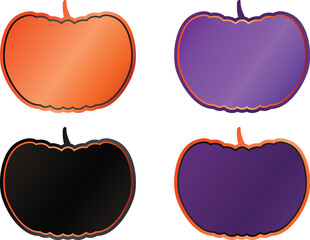 Set halloween pumpkin labels with metallic gradients and copy space for design