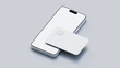© HalukYakup - Smartphone and plastic credit card. 3d mobile phone with blank white screen and bank card with chip. Debit card for finance and cell phone on white background 3d render.