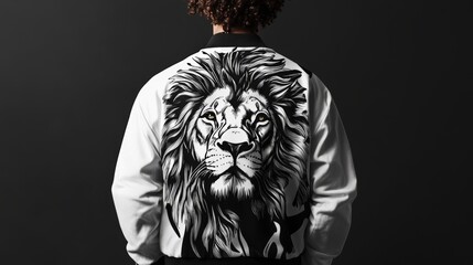 Lion pattern on the back of the T-shirt 