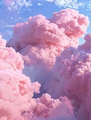 Poster - Dreamy clouds in a sky, pink hues dominate the scenery