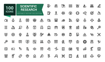 Wall Mural - scientific research icon set. pixel perfect, minimalistic web and ui icon. outline icon collections.