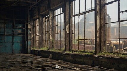 Canvas Print - abandoned factory building