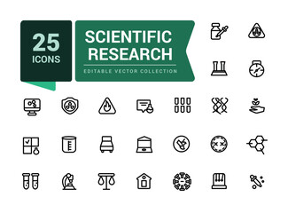 Wall Mural - scientific research icon set. pixel perfect, minimalistic web and ui icon. outline icon collections.