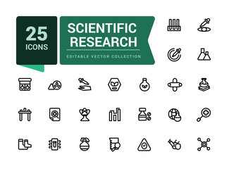 Wall Mural - scientific research icon set. pixel perfect, minimalistic web and ui icon. outline icon collections.