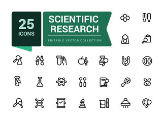Wall Mural - scientific research icon set. pixel perfect, minimalistic web and ui icon. outline icon collections.
