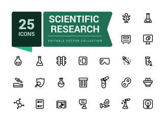 Wall Mural - scientific research icon set. pixel perfect, minimalistic web and ui icon. outline icon collections.