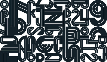 Poster - Seamless geometric pattern vector, abstract background design with black and white elements taken from letters typography.