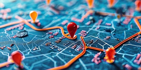 Poster - A map with a red dot on it