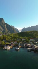 Wall Mural - an absolutely breathtaking aerial photograph of reine, norway, that captures the stunning fjords, vi